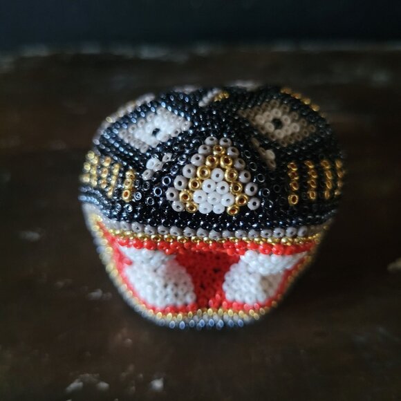 Vintage Small Huichol Beaded Jaguar Head Mexican Folk Art - Picture 5 of 9